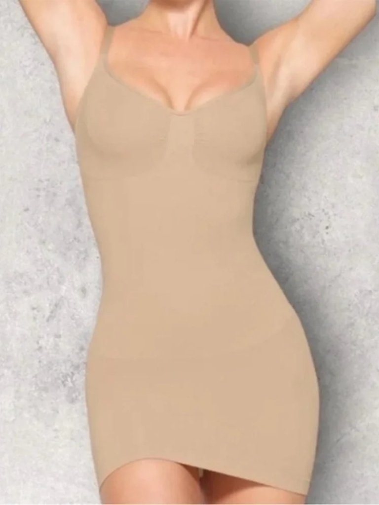 Skims Tan Slip Dress Sculpting Shapewear Bust Waist Hips Shaper S
